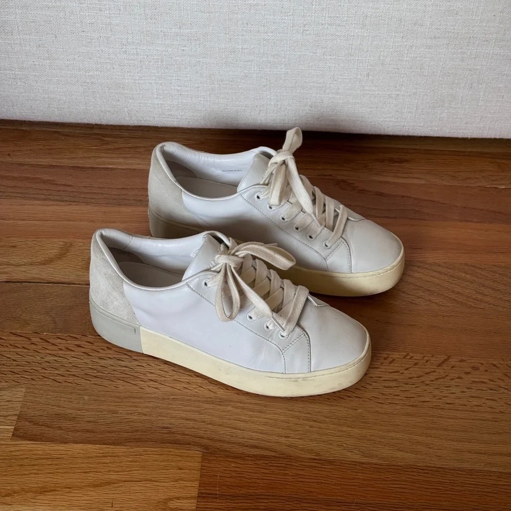 Vince Benfield Offwhite Leather Platform Sneakers Size 6.5